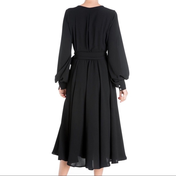 [ Sold ] Meghan LA Black Midi Wrap Dress, Medium - Picture 3 of 5
